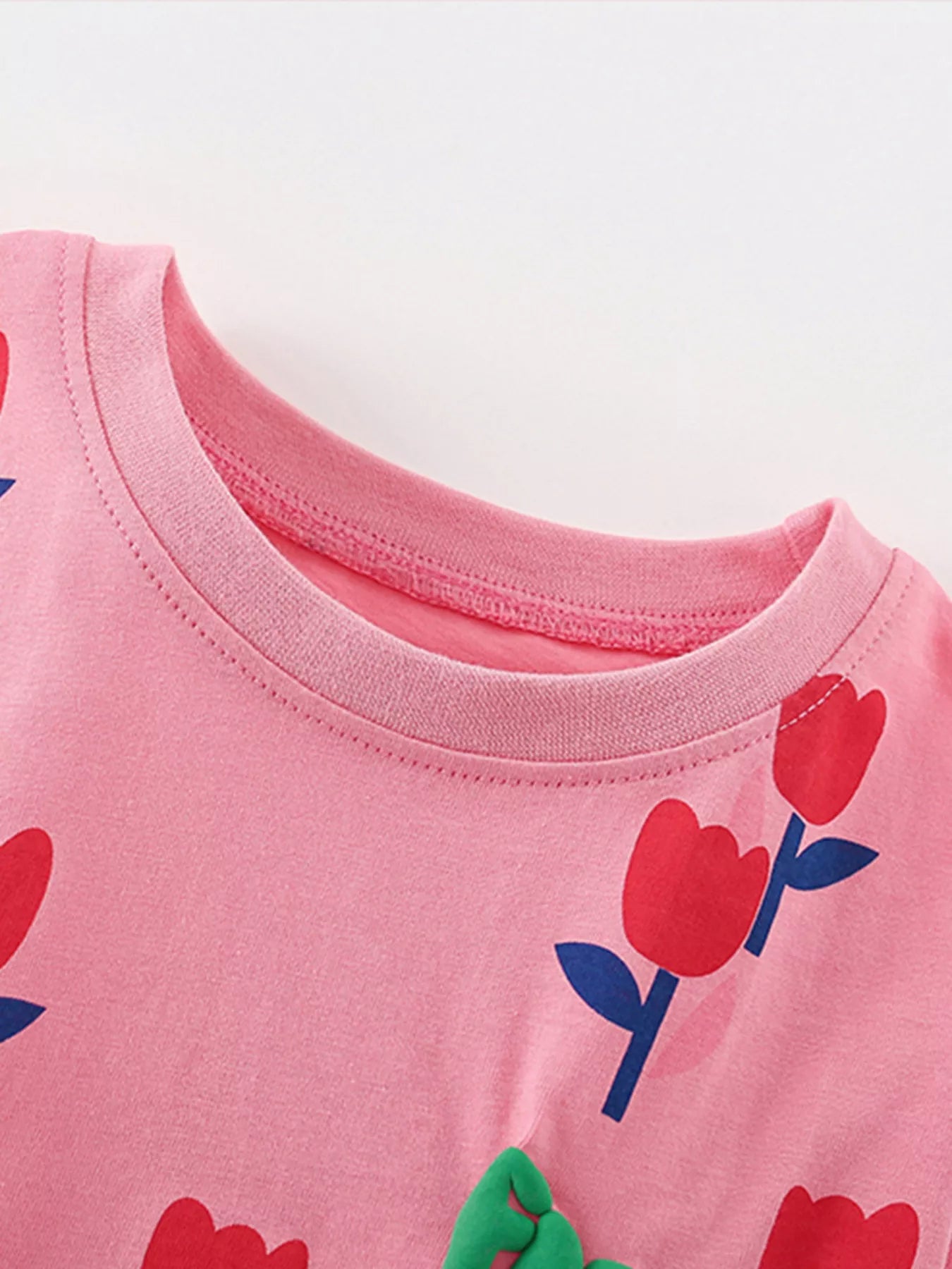 Children's Flower Round Neck Tee and Shorts Set - Farnelli