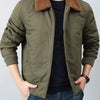 Men's Plus Size Casual Fleece Collar Zip Up Jacket - Army Green