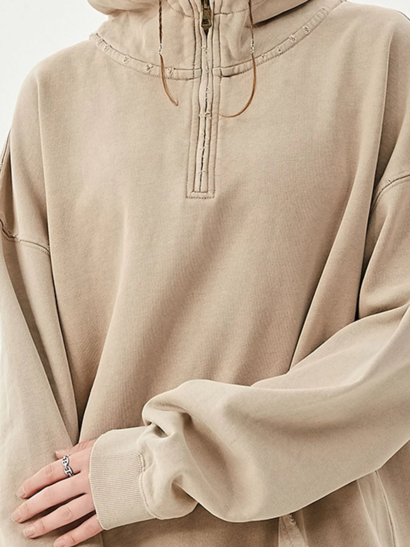 Men's Washed Quarter-Zip Hoodie with Kangaroo Pocket - Farnelli