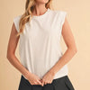 Aemi+Co Solid Color Round Neck Tank - WHITE