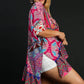 Umgee Full Size Mixed Print Ruffle Hem Open Front Cover Up Plus Size - Farnelli