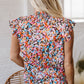 Elowen Floral Flutter Sleeve Blouse Top - Farnelli