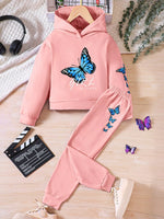 Childrens's Butterfly Print Hoodie & Pants Set - Farnelli