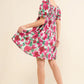 And The Why Smocked Floral Ruffle Short Sleeve Mini Dress - Farnelli