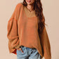 SO ME Oversized Two Tone Textured V Neck Sweater - Farnelli