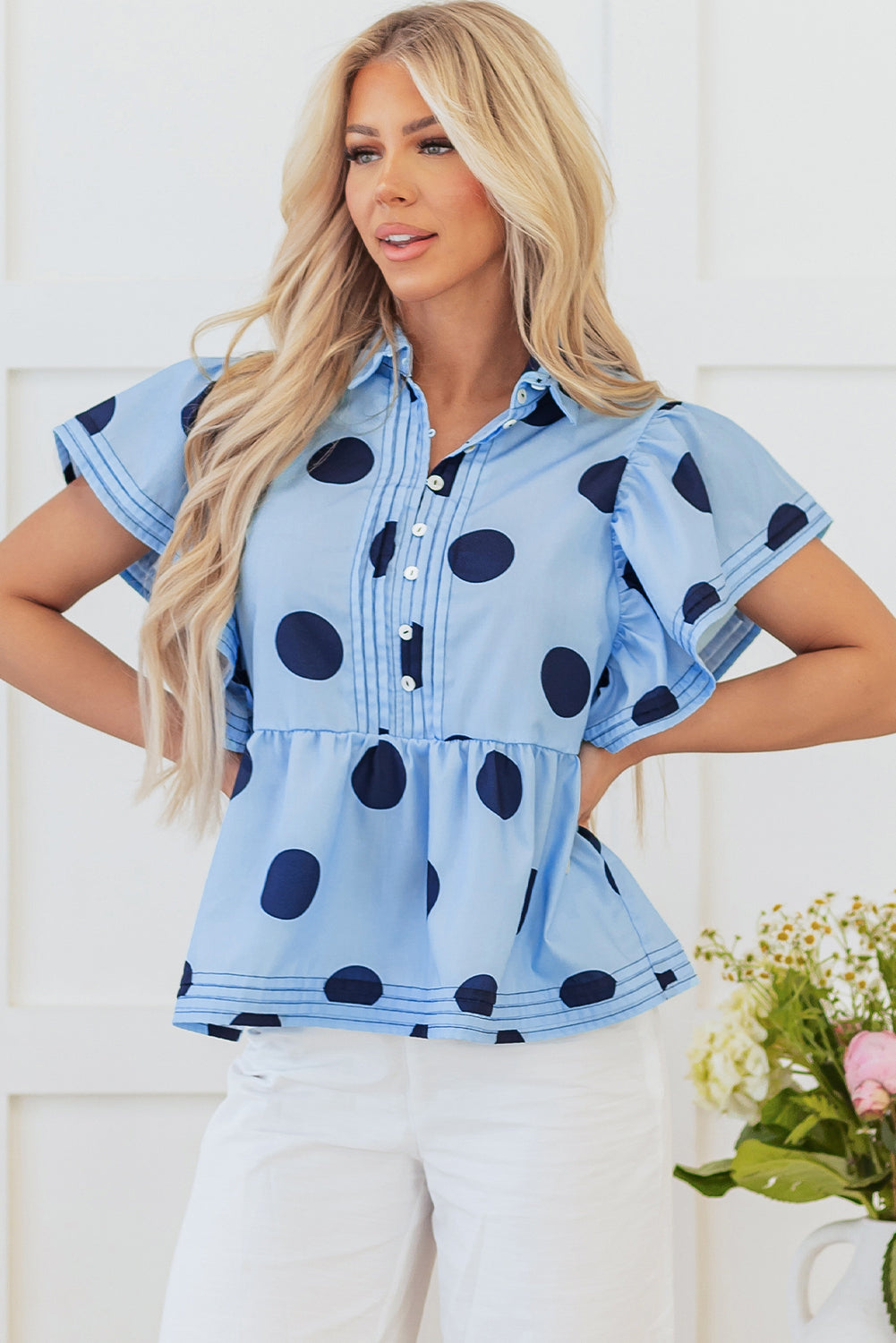Journey Polka Dot Buttoned Blouse - Farnelli