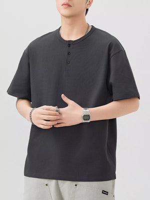 Men's Plus Size Button Detail Short Sleeve T-Shirt - Farnelli