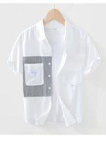 Men's Striped Button Front Short Sleeve Shirt - Farnelli