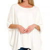 Zenana Raised Ribbed Bat Sleeve Top - WHITE