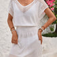 Openwork V-Neck Short Sleeve Cover-Up Dress - Farnelli