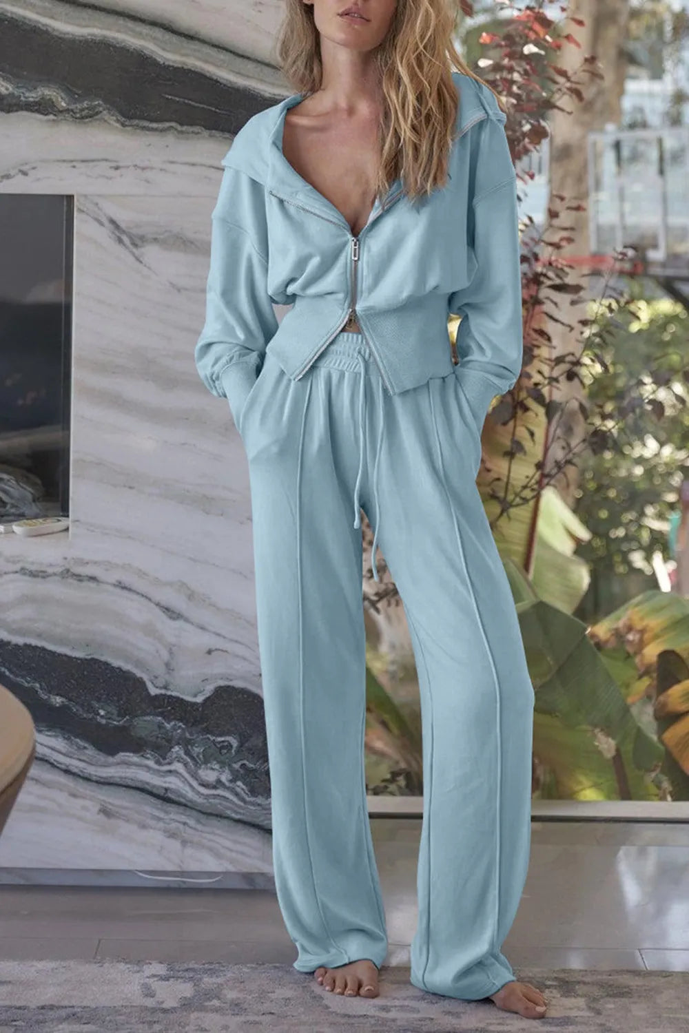 Zip-Up Hoodie and Pants Active Set - Farnelli
