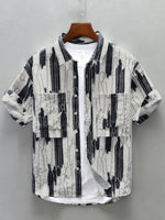Men's Plus Size Printed Button Up Short Sleeve Shirt - Farnelli