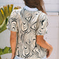Delilah Zebra Stripe V-Neck Short Sleeve Blouse - Farnelli