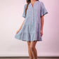VERY J Mineral Washed Baby Bell Sleeve Woven Mini Dress - Farnelli