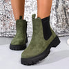 Elastic Side Panels Ankle Boots - Green