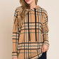 BOMBOM Drawstring Plaid Long Sleeve Hoodie - Farnelli