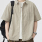 Men's Plus Size Striped Button Up Short Sleeve Shirt - Farnelli