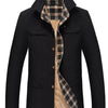 Men's Plus Size Casual Plaid Lined Warm Jacket - Black