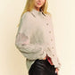 Davi & Dani Crochet Sleeve Crinkled Texture Shirt - Farnelli