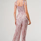 GeeGee Printed Tie Shoulder Wide Leg Jumpsuit - Farnelli