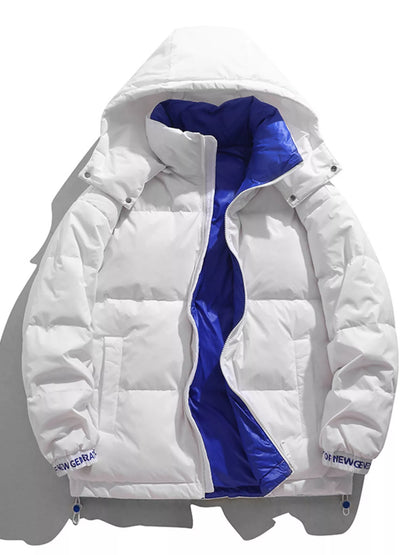 Men's Full Size Contrast Hooded Jacket with Drawstring Hem Plus Size - Farnelli