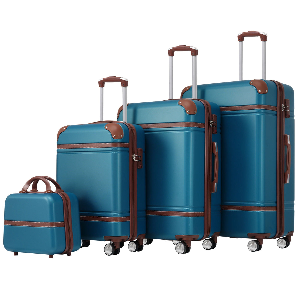 HouseOfZazla 4-piece hardshell luggage set with TSA locks in multiple colors