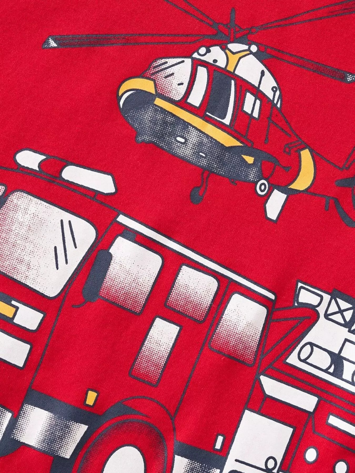 Children's Fire Truck & Helicopter Graphic Short Sleeve T-Shirt - Farnelli