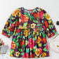 Adhara Flower Embroidered Trim Half Sleeve Blouse - Farnelli