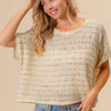 BiBi Striped Popcorn Knit Top - Oatmeal Multi