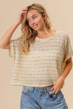 BiBi Striped Popcorn Knit Top - Farnelli
