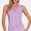 Zenana Exposed Seam V-Neck Wide Strap Tank - LAVENDER