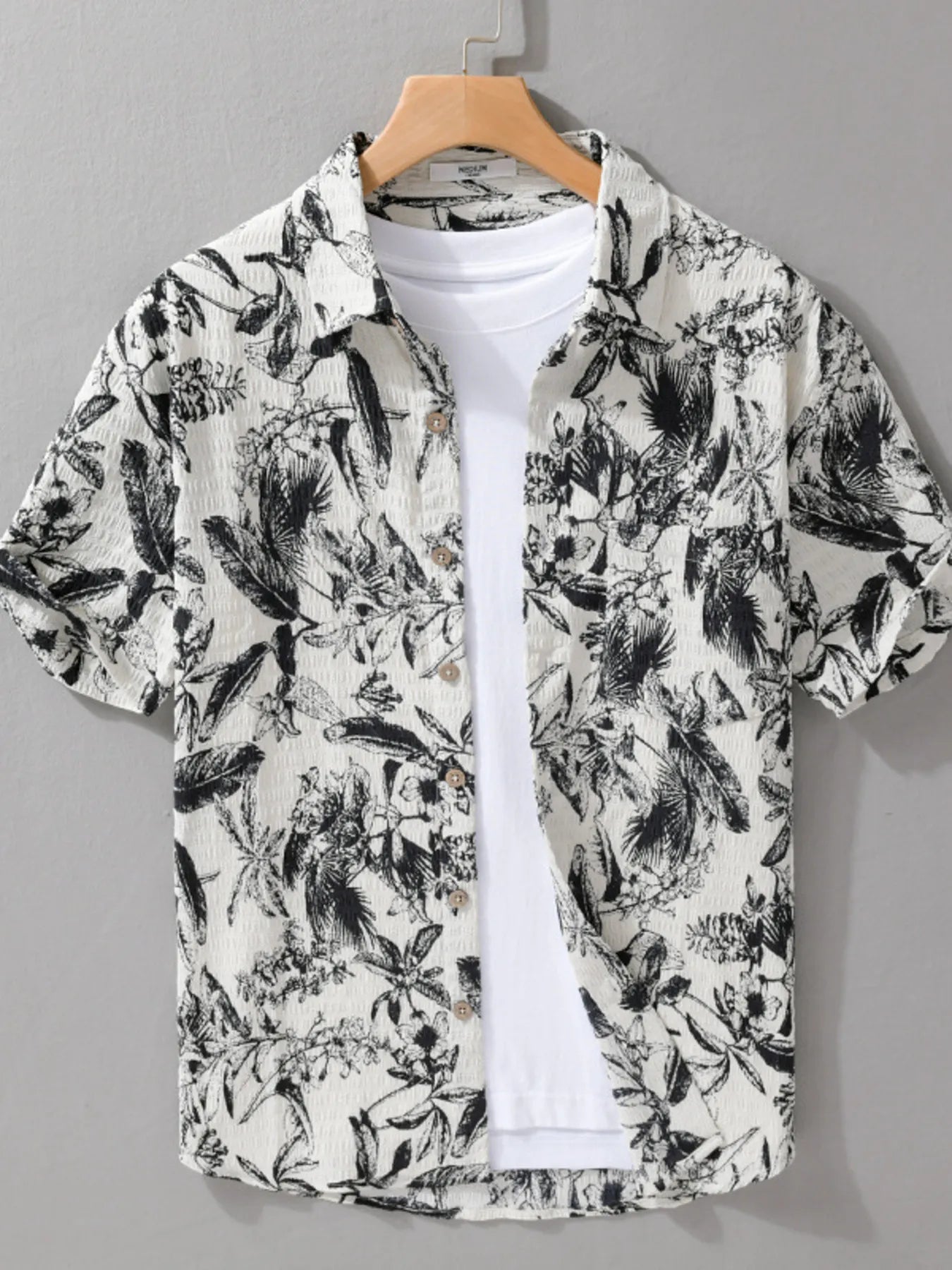 Men's Plus Size Printed Button Up Short Sleeve Shirt - Farnelli