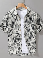 Men's Plus Size Printed Button Up Short Sleeve Shirt - Farnelli