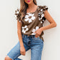 Vada Floral Textured Ruffled Sleeve Blouse - Farnelli