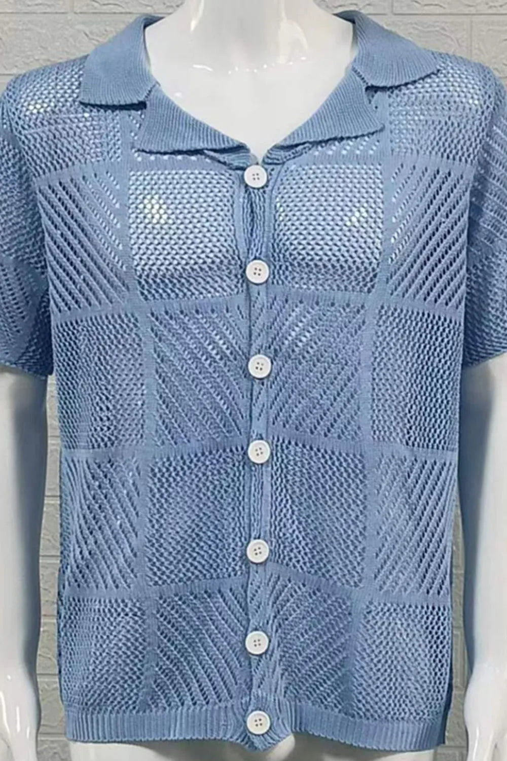 Men's Button Down Checkered Eyelet Shirt - Farnelli