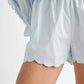 MABLE Long Sleeve Scallop Blouse and Shorts Set - Farnelli
