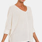 Zenana Full Size Round Neck High-Low Slit Knit Top - Farnelli
