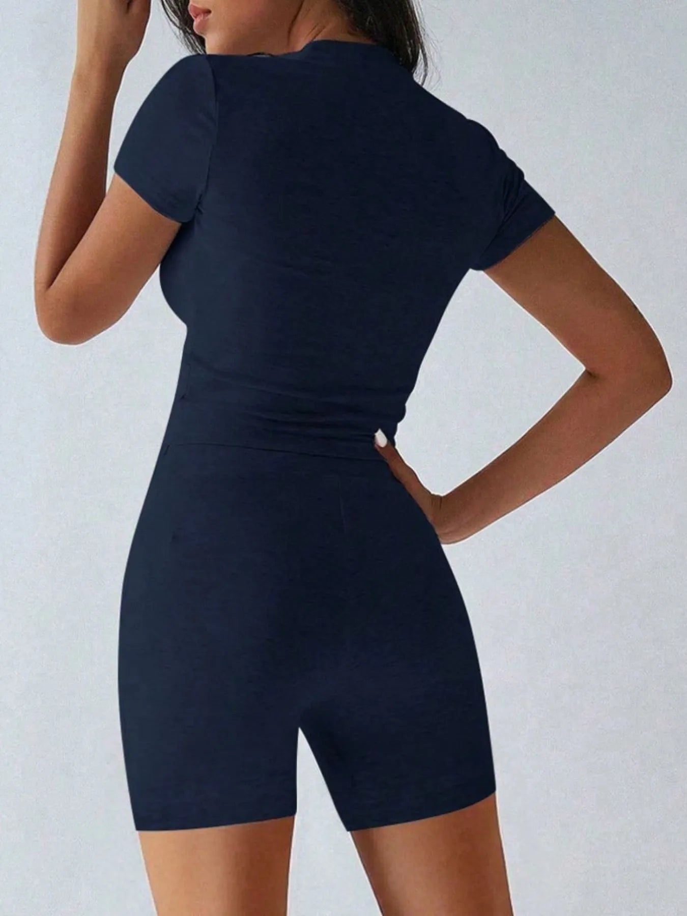 Round Neck Short Sleeve Top and Shorts Set - Farnelli