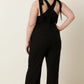 Mittoshop Rib Knit V-Neck Cross Back Jumpsuit - Farnelli