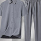 Men's Plus Size Button Up Short Sleeve Shirt and Pants Set - Farnelli