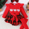 Children's Christmas Ruffle Trim 4-Piece Set - Red