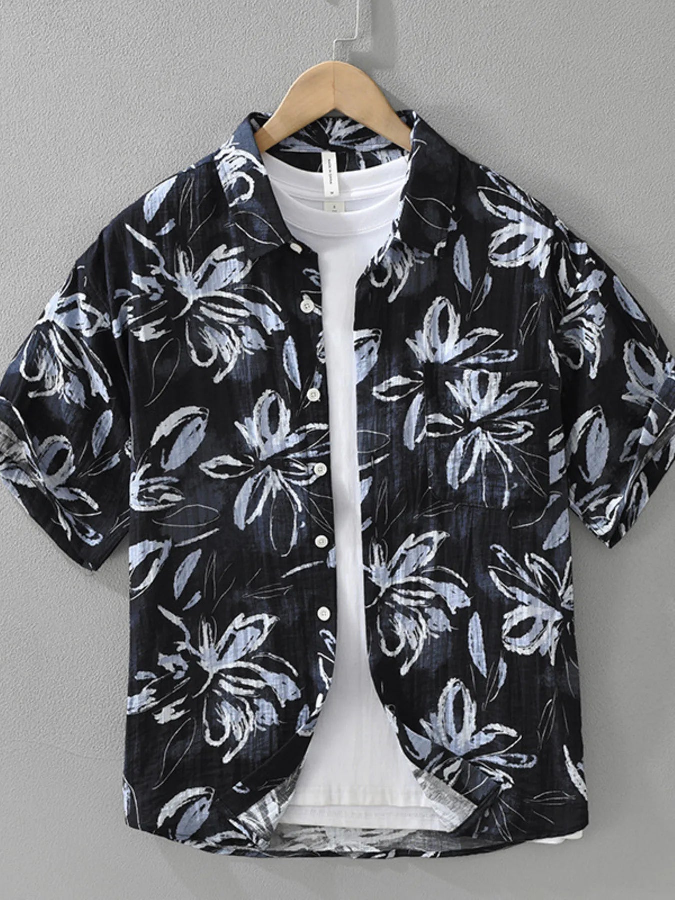 Men's Plus Size Printed Button-Up Casual Shirt - Farnelli