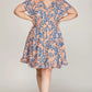 She + Sky Full Size Ruffled Hem Printed Surplice Kimono Sleeve Mini Dress Plus Size - Farnelli