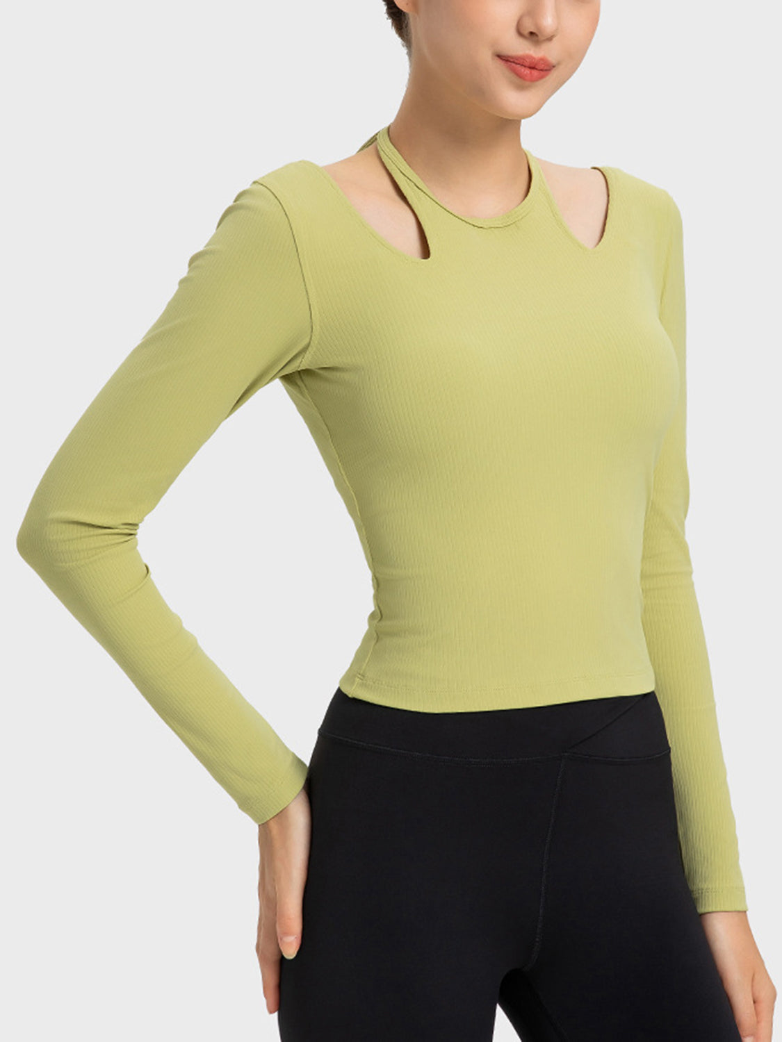 Millennia Halter Neck Long Sleeve Sporty Top - Farnelli