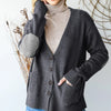 Heimish Full Size Long Sleeve V Neck Button Down Cardigan - Dark Gray