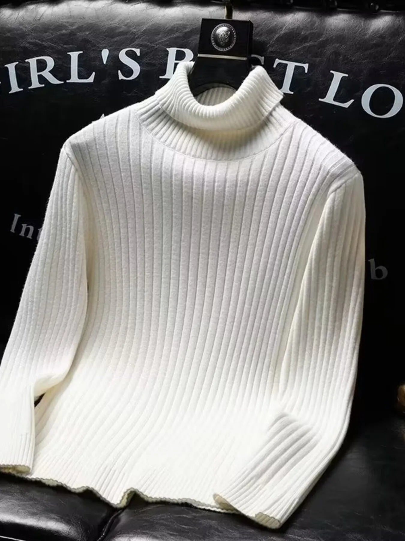 Men's Ribbed Turtleneck Long Sleeve Sweater - Farnelli