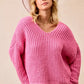 BiBi V-Neck Sweater with Colorful Trim - Farnelli