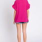 GeeGee V-Neck Ruffle Trim Short Sleeve Blouse - Farnelli