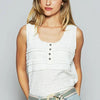 POL Lace Trim Scoop Neck Wide Strap Tank - White