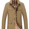 Men's Plus Size Casual Plaid Lined Warm Jacket - Khaki